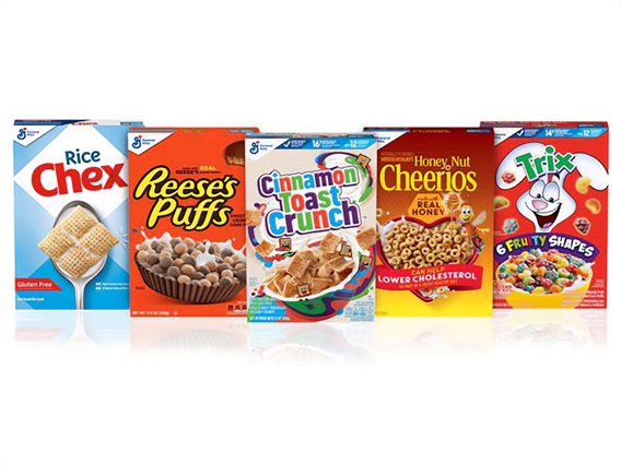 selection of General Mills cereals